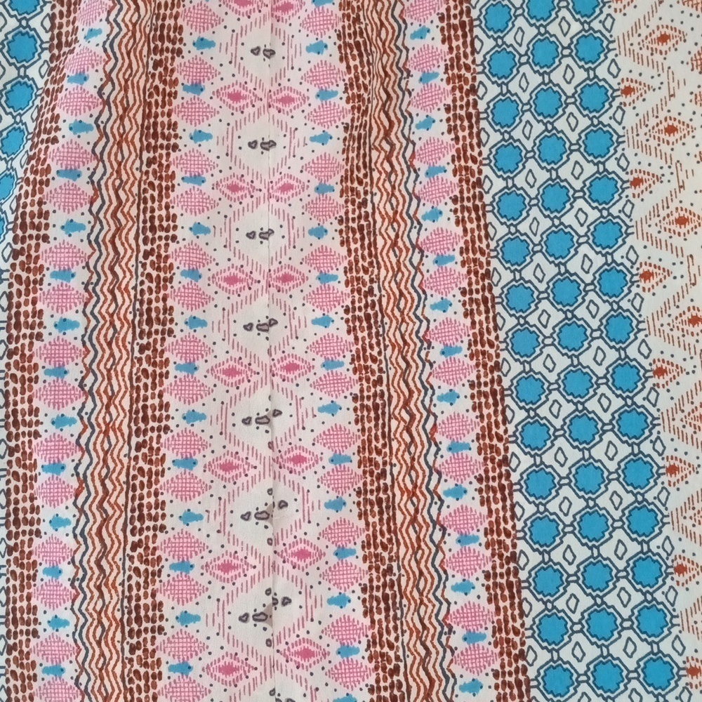Lulu's Maxin' Smocked Blue Patchwork Print Babydoll Tie-Strap Maxi Dress Sz S - Picture 8 of 9
